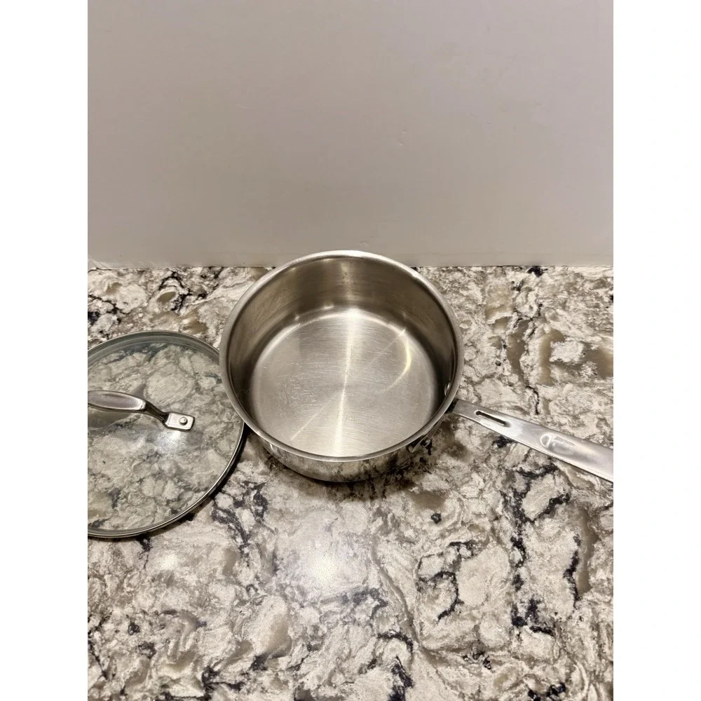 EMERIL All Clad 2 Quart Stainless Steel Sauce Pan Stock Pot w/Lid Copper Core